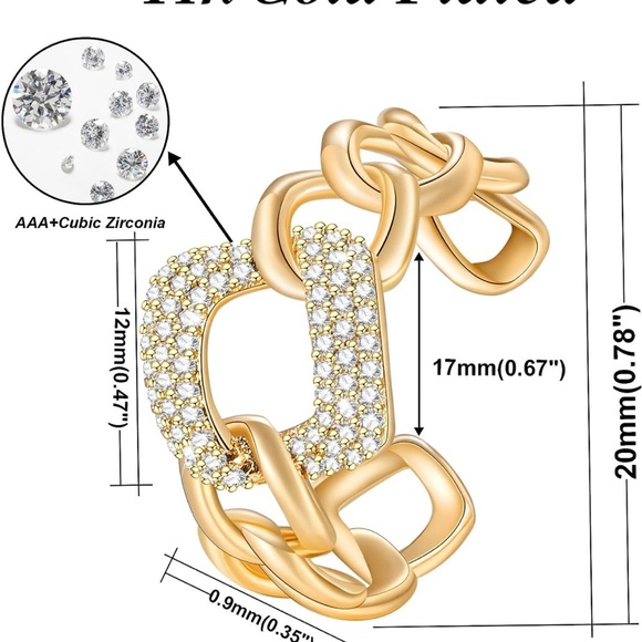 Adjustable Knuckle Rings for Women 18K Gold Plated Open Rings - Picture 6 of 6